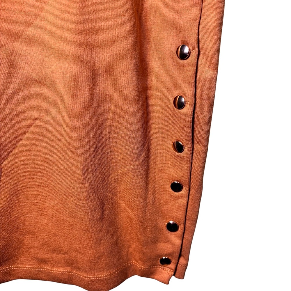 Ashley Blue‎ XL Mustard Knit Pencil Skirt Copper Button Detail Career Casual - Picture 2 of 9